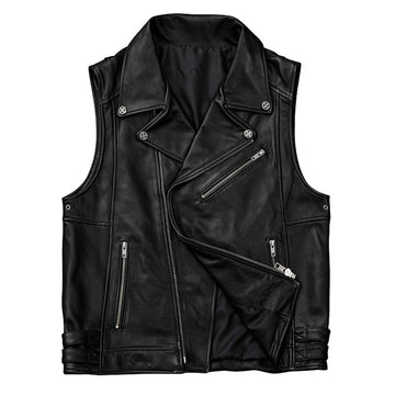 Mens Genuine Leather Zip Up Vest